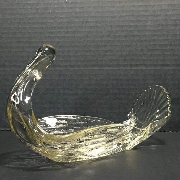 Vintage Heavy Clear Glass Bird Swan Animal‎ Bowl Serving Dish - Picture 2 of 16